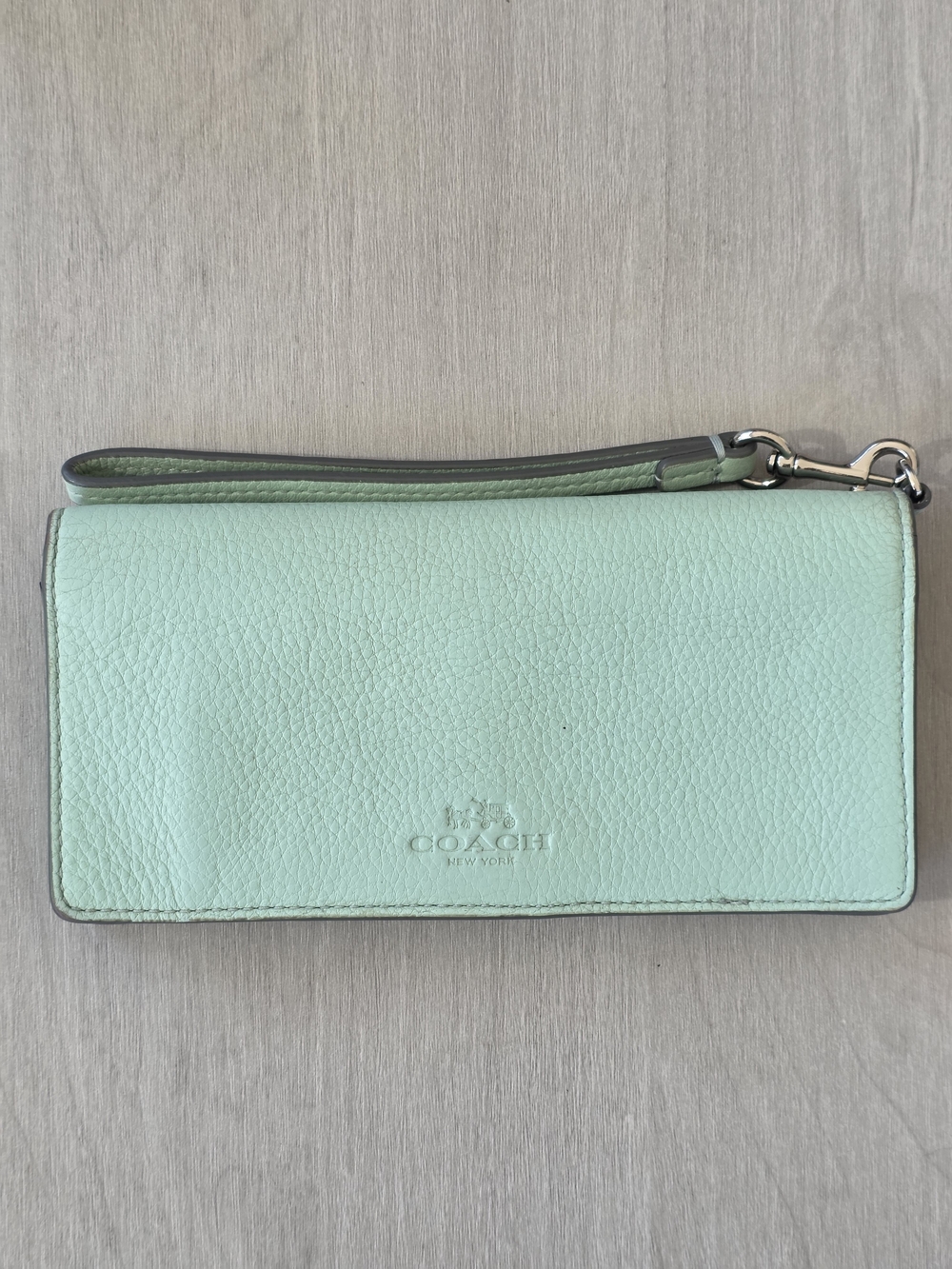 Coach Mint Leather Wristlet Wallet